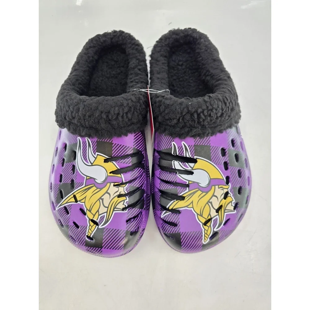 NWT‎ FOCO Men's NFL Minnesota Vikings Sherpa Lined Clogs - Size 9/10